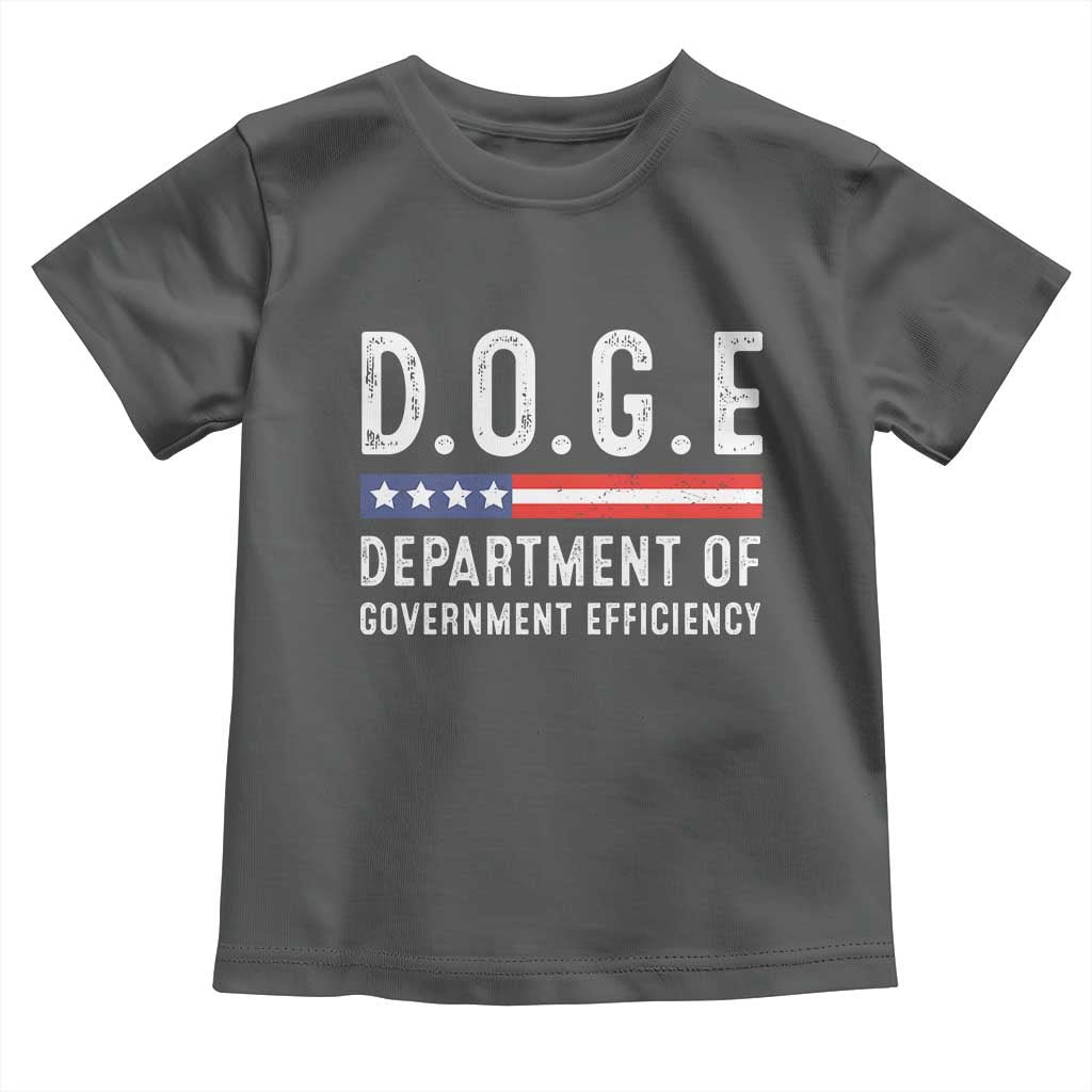 Trump Musk DOGE Toddler T Shirt Department Of Government Efficiency Vintage American Flag TS11 Dark Heather Print Your Wear