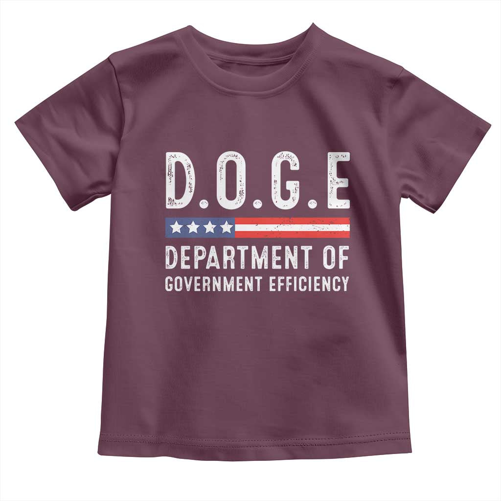 Trump Musk DOGE Toddler T Shirt Department Of Government Efficiency Vintage American Flag TS11 Maroon Print Your Wear
