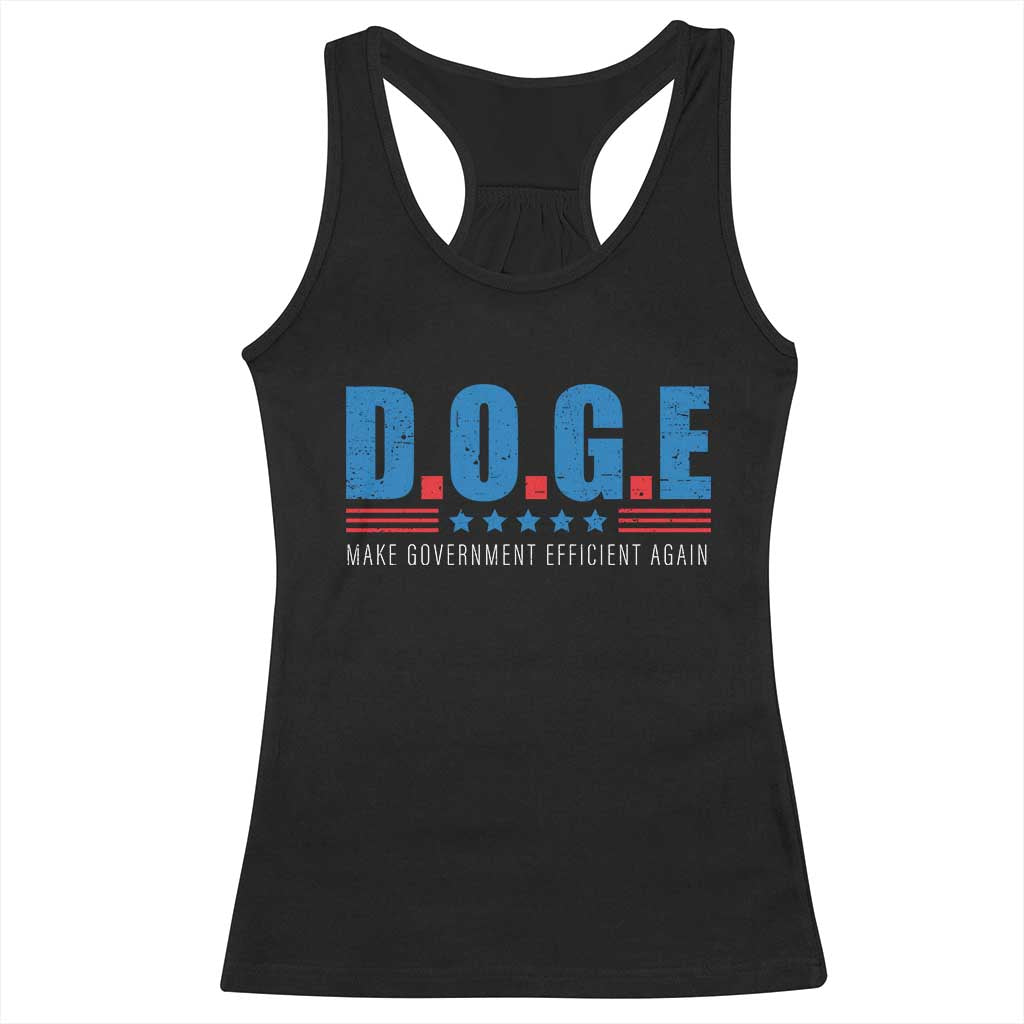 Trump Musk DOGE Racerback Tank Top Make Government Efficient Again Vintage Stars Stripe TS11 Black Print Your Wear