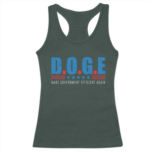 Trump Musk DOGE Racerback Tank Top Make Government Efficient Again Vintage Stars Stripe TS11 Dark Forest Green Print Your Wear