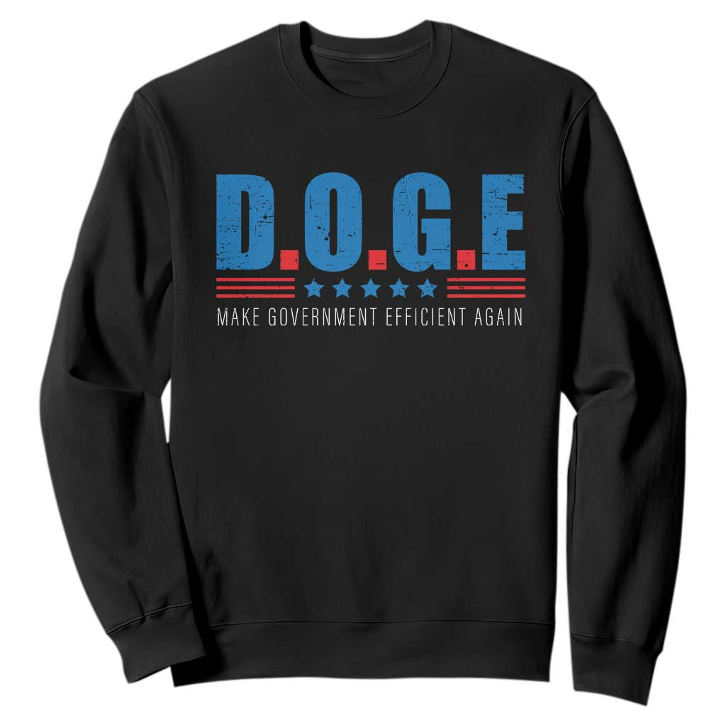 Trump Musk DOGE Sweatshirt Make Government Efficient Again Vintage Stars Stripe TS11 Black Print Your Wear