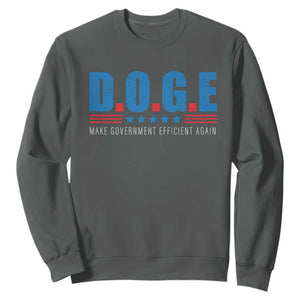 Trump Musk DOGE Sweatshirt Make Government Efficient Again Vintage Stars Stripe TS11 Dark Heather Print Your Wear