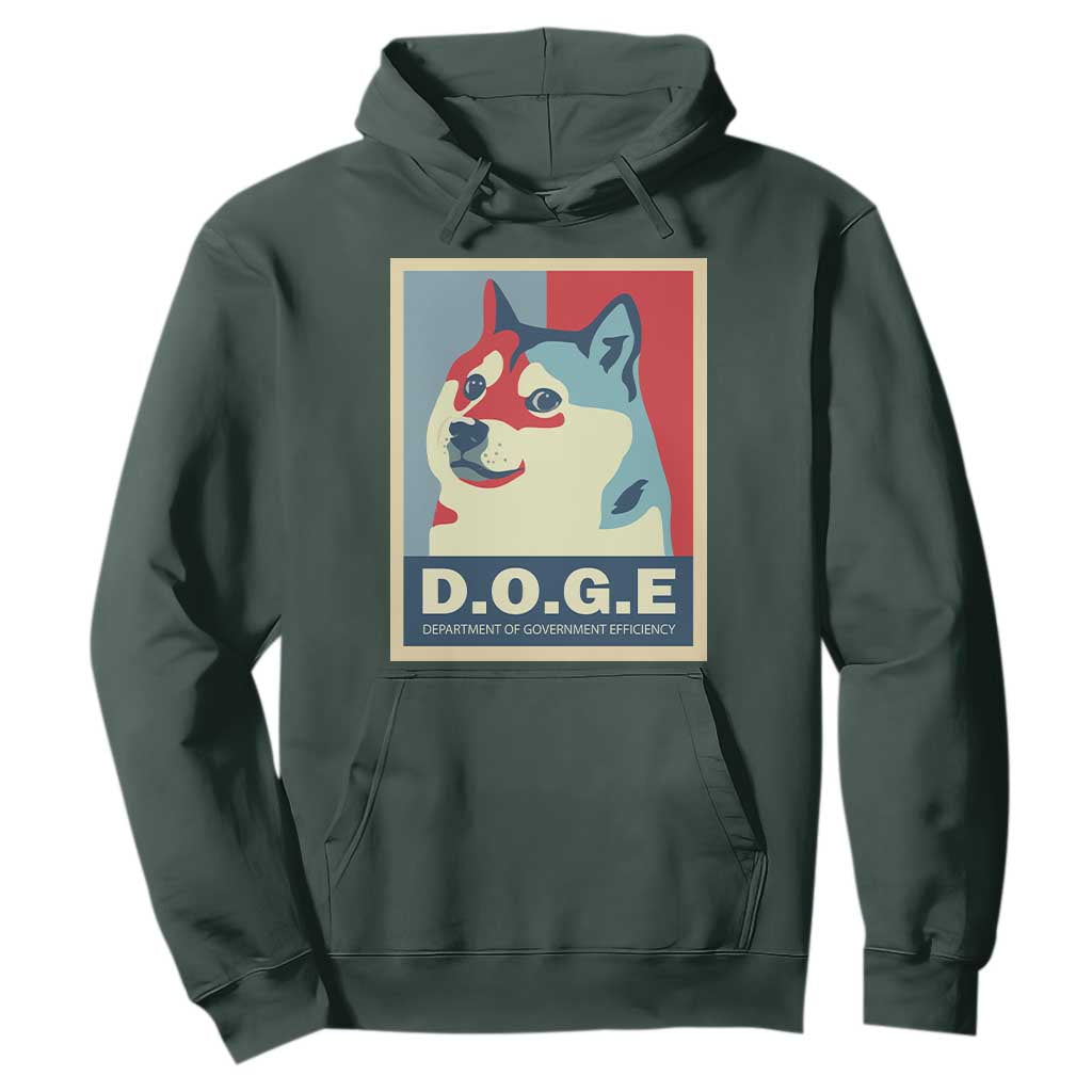 Trump Musk DOGE Hoodie Department Of Government Efficiency Vintage Meme Inu Dog TS11 Dark Forest Green Print Your Wear