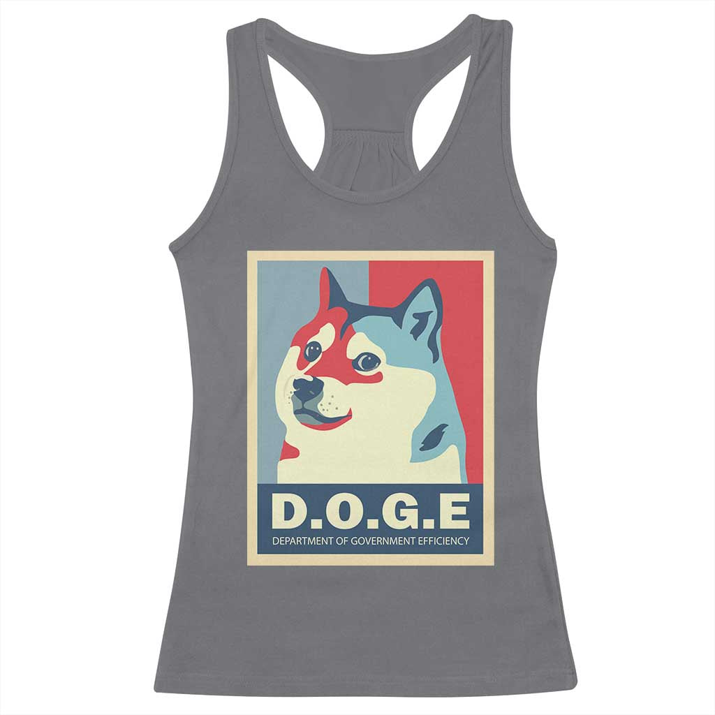 Trump Musk DOGE Racerback Tank Top Department Of Government Efficiency Vintage Meme Inu Dog TS11 Charcoal Print Your Wear