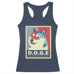Trump Musk DOGE Racerback Tank Top Department Of Government Efficiency Vintage Meme Inu Dog TS11 Navy Print Your Wear