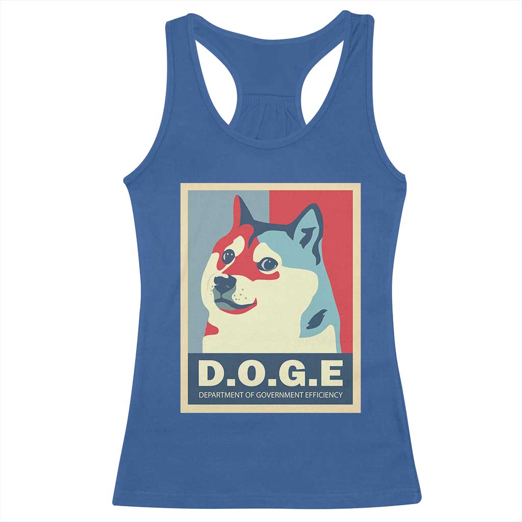 Trump Musk DOGE Racerback Tank Top Department Of Government Efficiency Vintage Meme Inu Dog TS11 Royal Blue Print Your Wear