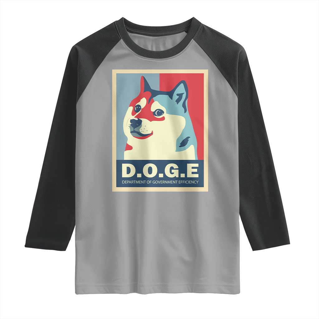 Trump Musk DOGE Raglan Shirt Department Of Government Efficiency Vintage Meme Inu Dog TS11 Sport Gray Black Print Your Wear