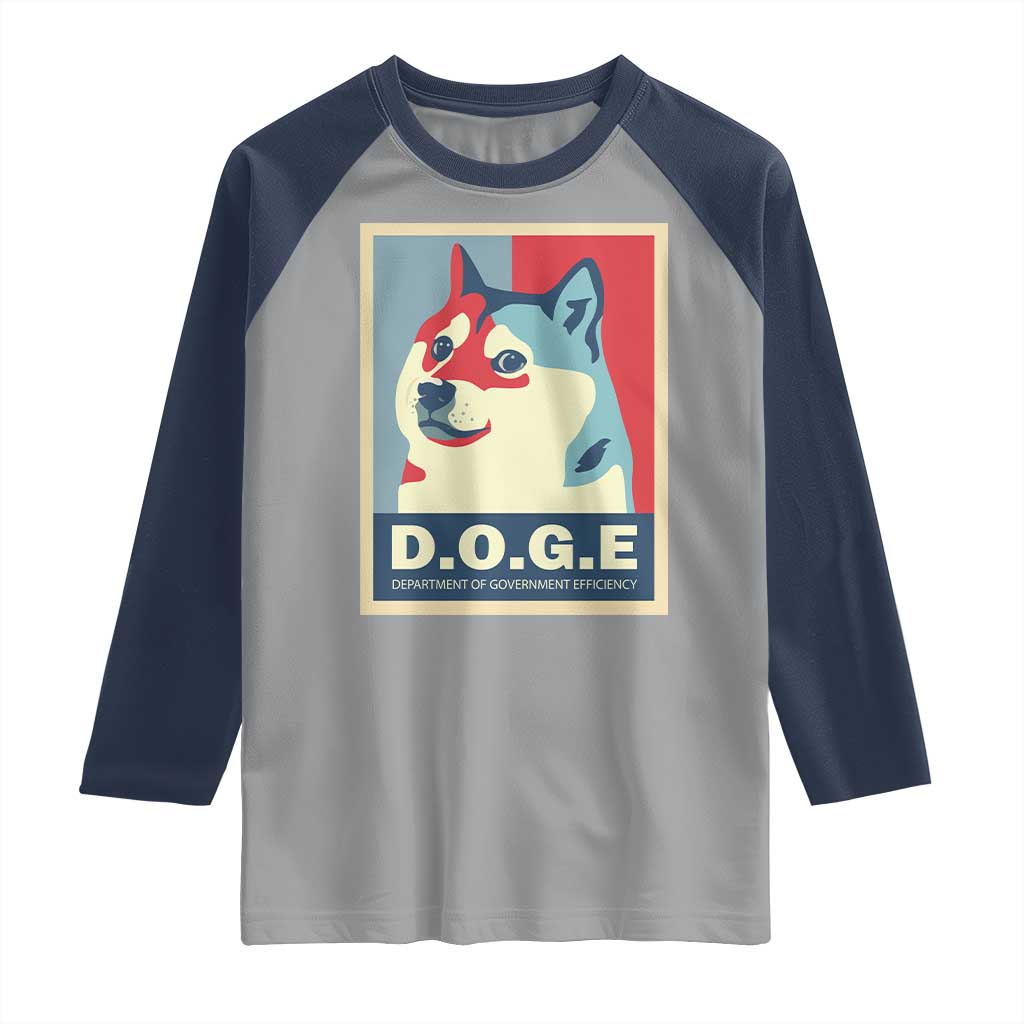 Trump Musk DOGE Raglan Shirt Department Of Government Efficiency Vintage Meme Inu Dog TS11 Sport Gray Navy Print Your Wear