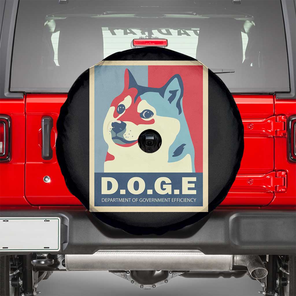 Trump Musk DOGE Spare Tire Cover Department Of Government Efficiency Vintage Meme Inu Dog TS11 Black Print Your Wear
