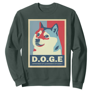 Trump Musk DOGE Sweatshirt Department Of Government Efficiency Vintage Meme Inu Dog TS11 Dark Forest Green Print Your Wear