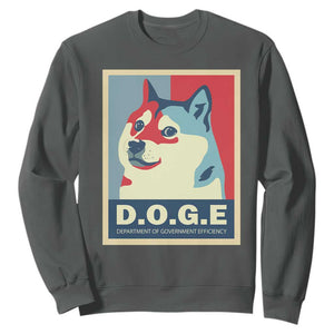 Trump Musk DOGE Sweatshirt Department Of Government Efficiency Vintage Meme Inu Dog TS11 Dark Heather Print Your Wear