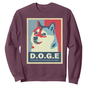 Trump Musk DOGE Sweatshirt Department Of Government Efficiency Vintage Meme Inu Dog TS11 Maroon Print Your Wear