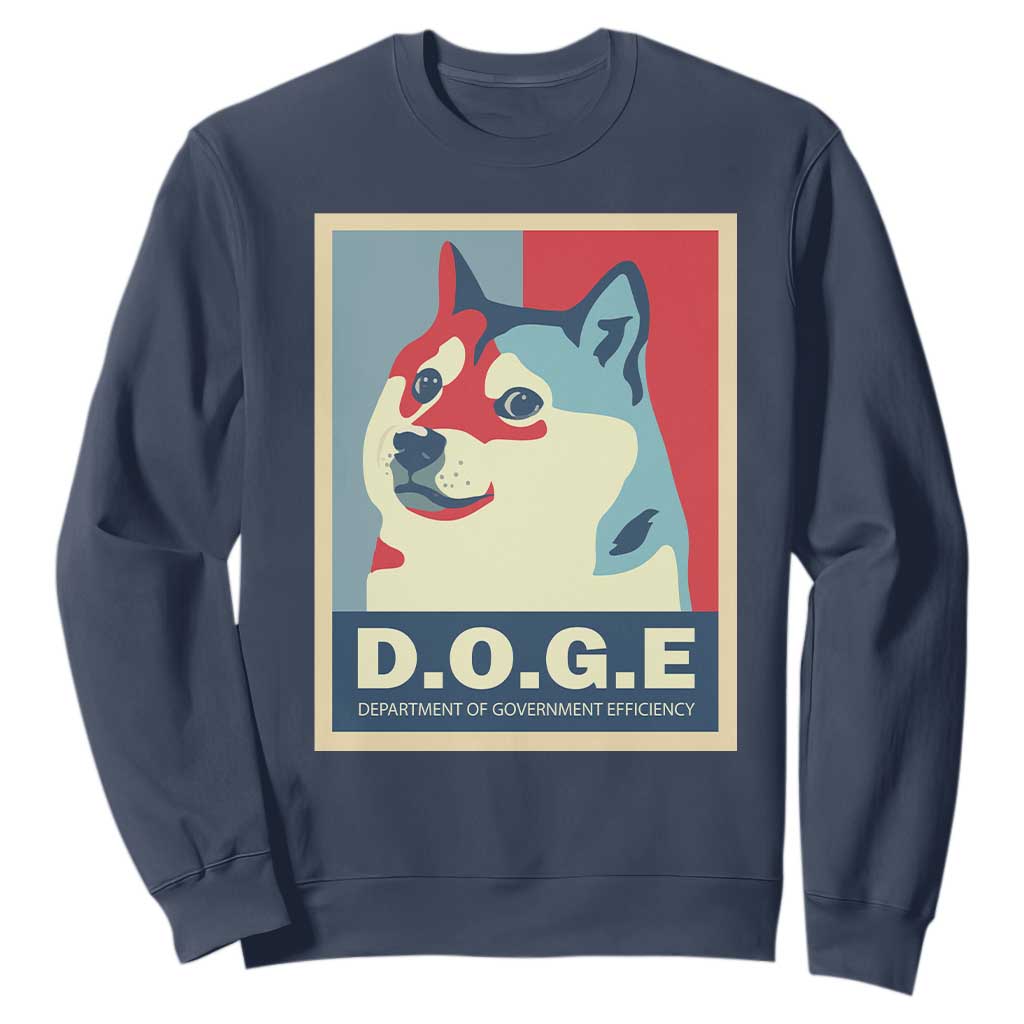 Trump Musk DOGE Sweatshirt Department Of Government Efficiency Vintage Meme Inu Dog TS11 Navy Print Your Wear