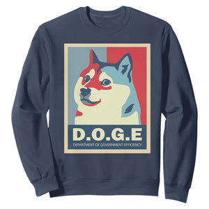 Trump Musk DOGE Sweatshirt Department Of Government Efficiency Vintage Meme Inu Dog TS11 Navy Print Your Wear