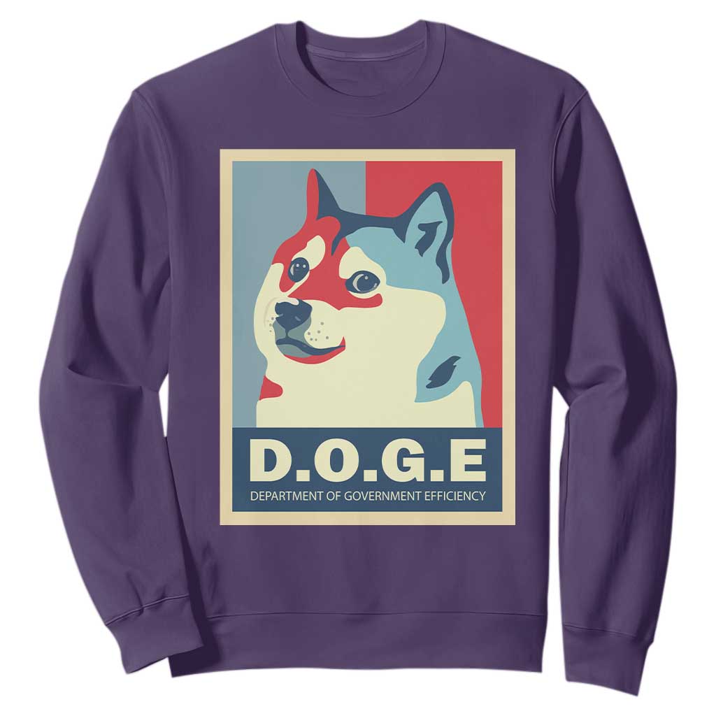 Trump Musk DOGE Sweatshirt Department Of Government Efficiency Vintage Meme Inu Dog TS11 Purple Print Your Wear
