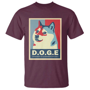 Trump Musk DOGE T Shirt Department Of Government Efficiency Vintage Meme Inu Dog TS11 Maroon Print Your Wear