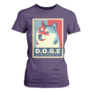Trump Musk DOGE T Shirt For Women Department Of Government Efficiency Vintage Meme Inu Dog TS11 Purple Print Your Wear