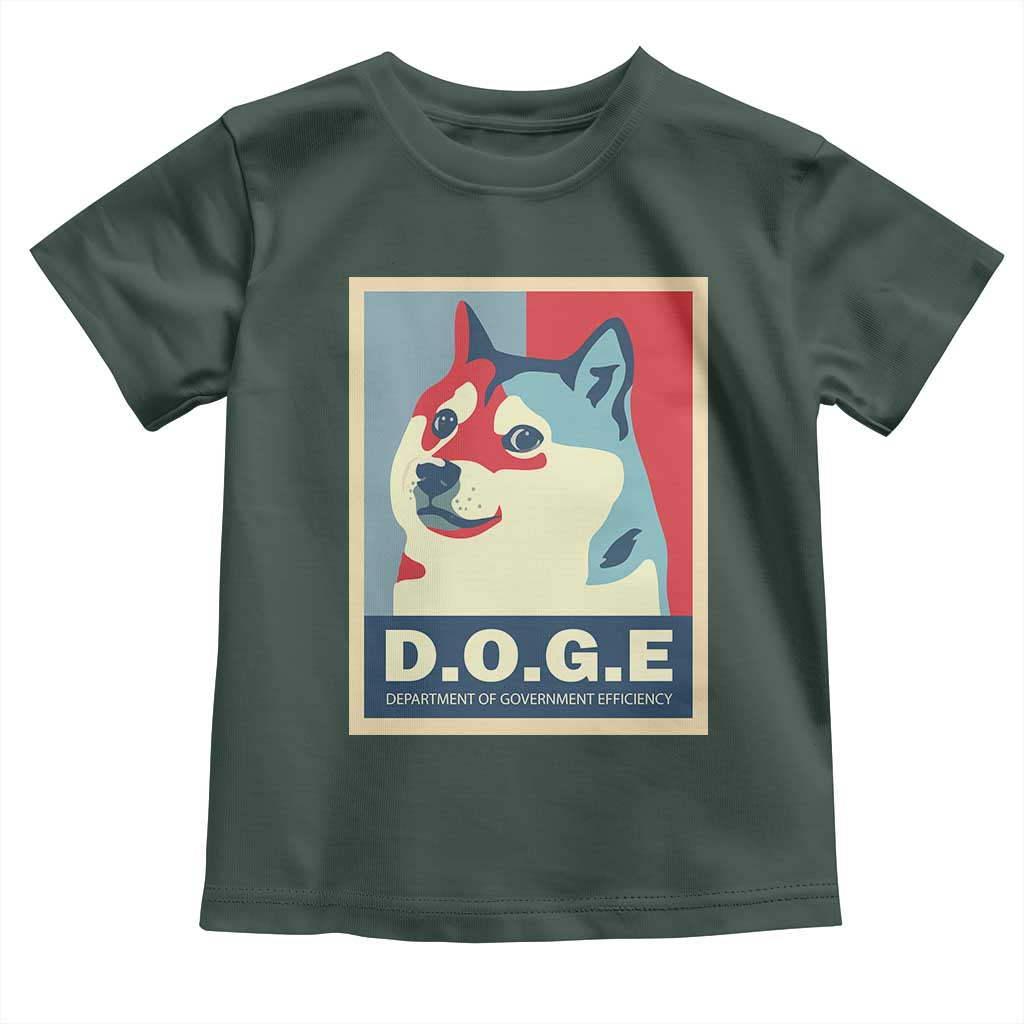 Trump Musk DOGE Toddler T Shirt Department Of Government Efficiency Vintage Meme Inu Dog TS11 Dark Forest Green Print Your Wear