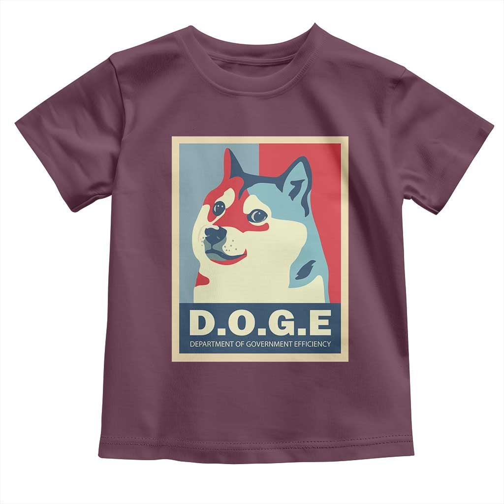Trump Musk DOGE Toddler T Shirt Department Of Government Efficiency Vintage Meme Inu Dog TS11 Maroon Print Your Wear