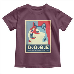 Trump Musk DOGE Toddler T Shirt Department Of Government Efficiency Vintage Meme Inu Dog TS11 Maroon Print Your Wear