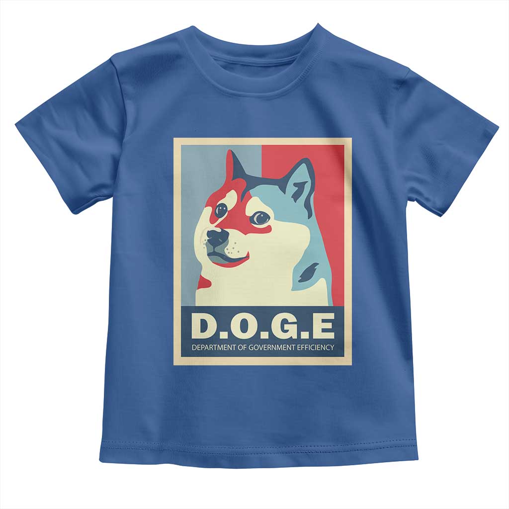 Trump Musk DOGE Toddler T Shirt Department Of Government Efficiency Vintage Meme Inu Dog TS11 Royal Blue Print Your Wear