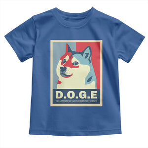 Trump Musk DOGE Toddler T Shirt Department Of Government Efficiency Vintage Meme Inu Dog TS11 Royal Blue Print Your Wear