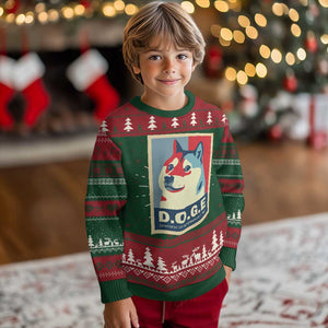 Trump Musk DOGE Knit Sweatshirt Department Of Government Efficiency Vintage Meme Inu Dog TS11 Christmas Print Your Wear