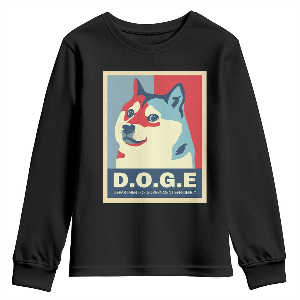 Trump Musk DOGE Youth Sweatshirt Department Of Government Efficiency Vintage Meme Inu Dog TS11 Black Print Your Wear