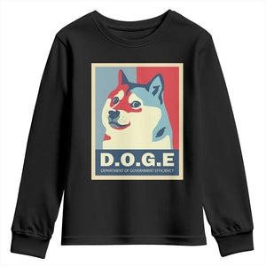 Trump Musk DOGE Youth Sweatshirt Department Of Government Efficiency Vintage Meme Inu Dog TS11 Black Print Your Wear