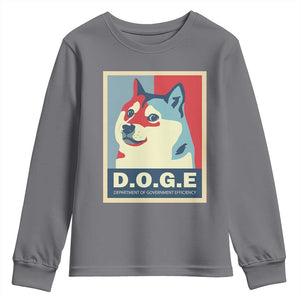 Trump Musk DOGE Youth Sweatshirt Department Of Government Efficiency Vintage Meme Inu Dog TS11 Charcoal Print Your Wear