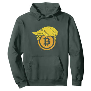 Funny Trump Bitcoin BTC Crypto Cryptocurrency Trader Hoodie TS11 Dark Forest Green Print Your Wear