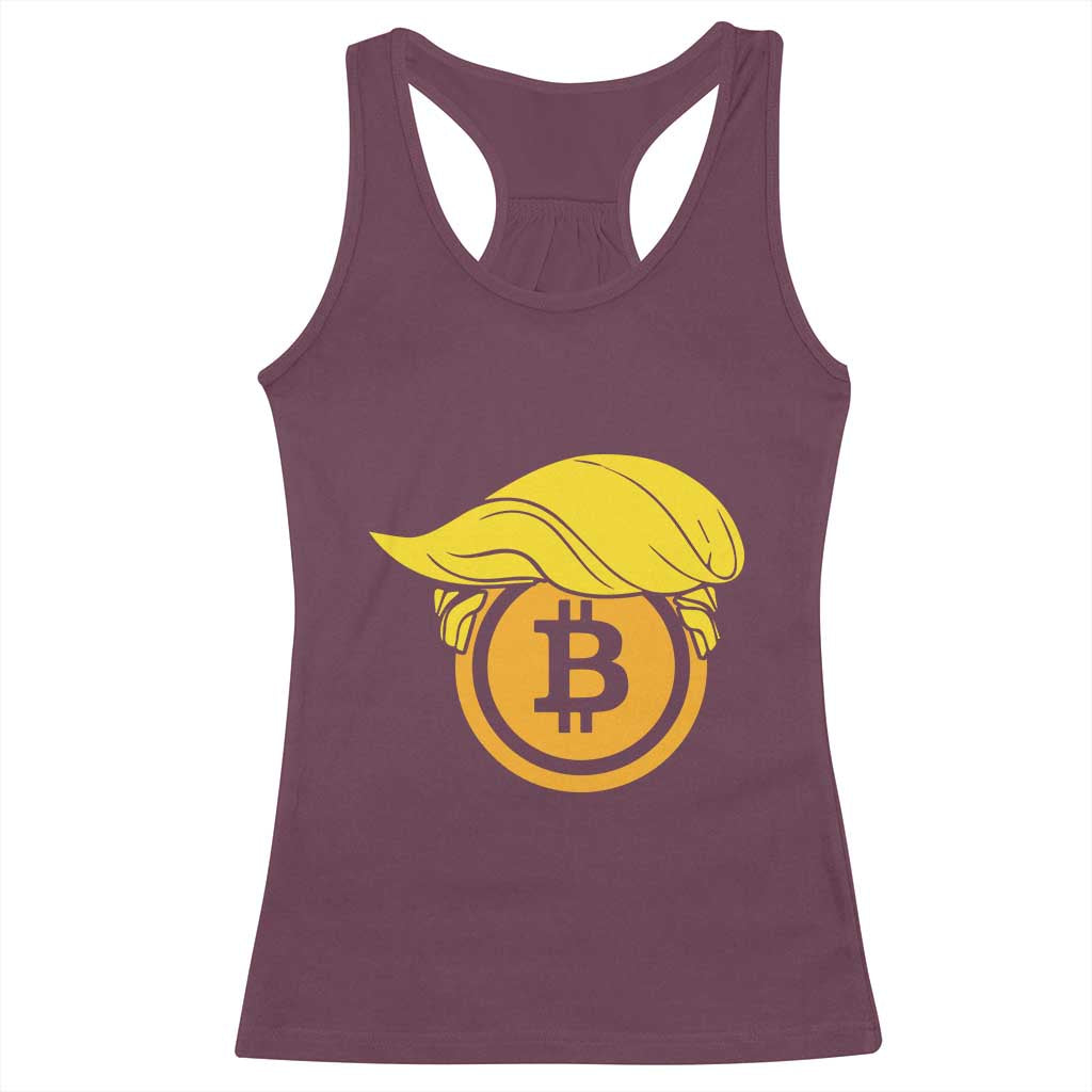 Funny Trump Bitcoin BTC Crypto Cryptocurrency Trader Racerback Tank Top TS11 Maroon Print Your Wear