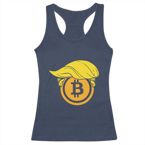 Funny Trump Bitcoin BTC Crypto Cryptocurrency Trader Racerback Tank Top TS11 Navy Print Your Wear