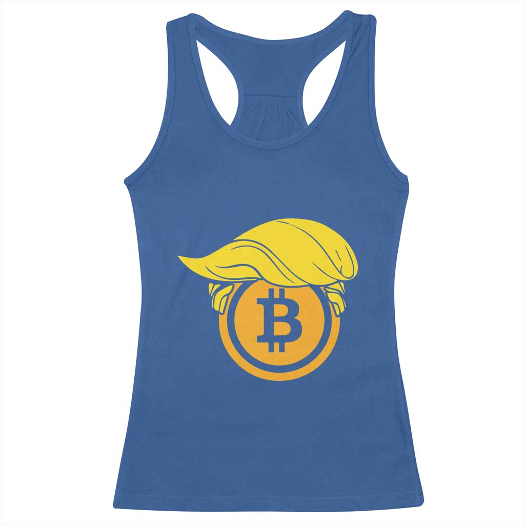 Funny Trump Bitcoin BTC Crypto Cryptocurrency Trader Racerback Tank Top TS11 Royal Blue Print Your Wear