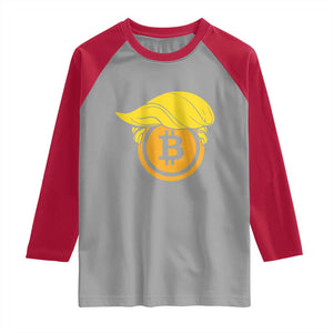 Funny Trump Bitcoin BTC Crypto Cryptocurrency Trader Raglan Shirt TS11 Sport Gray Red Print Your Wear