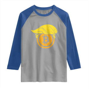 Funny Trump Bitcoin BTC Crypto Cryptocurrency Trader Raglan Shirt TS11 Sport Gray Royal Print Your Wear