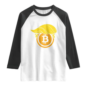 Funny Trump Bitcoin BTC Crypto Cryptocurrency Trader Raglan Shirt TS11 White Black Print Your Wear