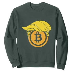 Funny Trump Bitcoin BTC Crypto Cryptocurrency Trader Sweatshirt TS11 Dark Forest Green Print Your Wear
