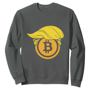 Funny Trump Bitcoin BTC Crypto Cryptocurrency Trader Sweatshirt TS11 Dark Heather Print Your Wear
