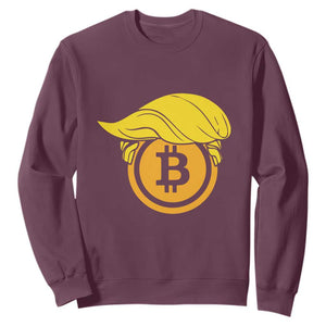 Funny Trump Bitcoin BTC Crypto Cryptocurrency Trader Sweatshirt TS11 Maroon Print Your Wear