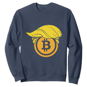 Funny Trump Bitcoin BTC Crypto Cryptocurrency Trader Sweatshirt TS11 Navy Print Your Wear