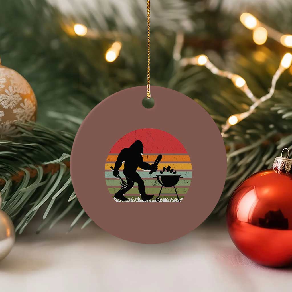 Funny Retro Bigfoot Grilling BBQ Chef Ceramic Ornament TS11 1pc Mocha Print Your Wear