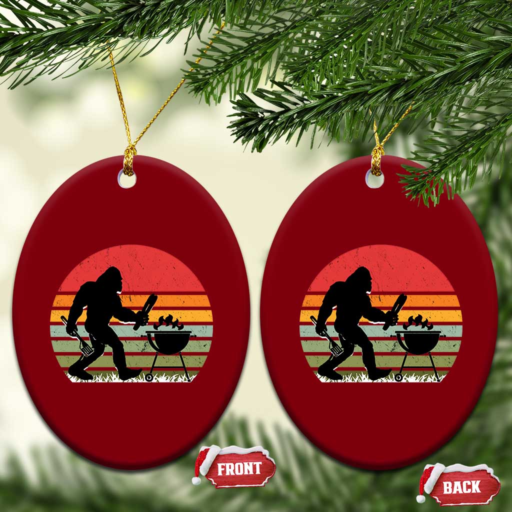 Funny Retro Bigfoot Grilling BBQ Chef Ceramic Ornament TS11 Print Your Wear