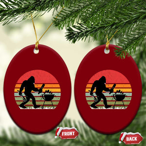 Funny Retro Bigfoot Grilling BBQ Chef Ceramic Ornament TS11 Print Your Wear
