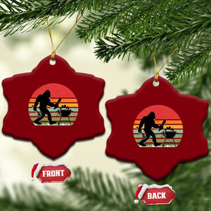 Funny Retro Bigfoot Grilling BBQ Chef Ceramic Ornament TS11 Print Your Wear