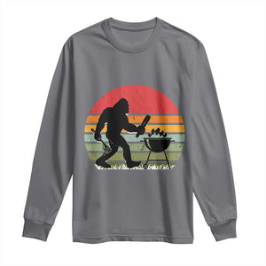Funny Retro Bigfoot Grilling BBQ Chef Long Sleeve Shirt TS11 Charcoal Print Your Wear