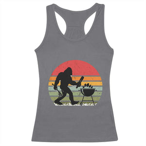 Funny Retro Bigfoot Grilling BBQ Chef Racerback Tank Top TS11 Charcoal Print Your Wear