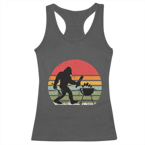 Funny Retro Bigfoot Grilling BBQ Chef Racerback Tank Top TS11 Dark Heather Print Your Wear