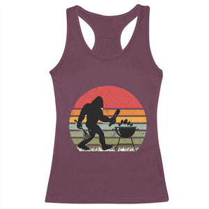Funny Retro Bigfoot Grilling BBQ Chef Racerback Tank Top TS11 Maroon Print Your Wear