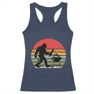 Funny Retro Bigfoot Grilling BBQ Chef Racerback Tank Top TS11 Navy Print Your Wear